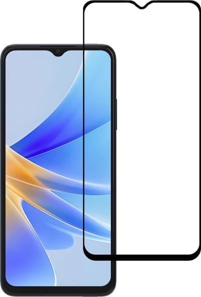 Smartphonica Screenprotector Geschikt voor Oppo A17 - Full Cover Tempered Glass - Gehard glas Geschikt voor Oppo A17 geschikt voor Oppo A17