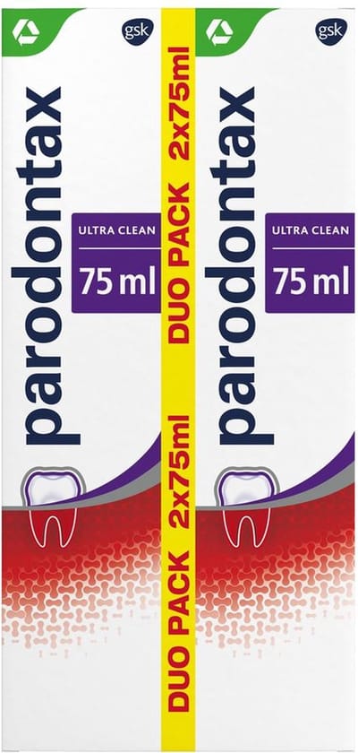 Parodontax - Ultra Clean - dagelijkse - Tandpasta - tegen bloedend tandvlees - 2x75 ml