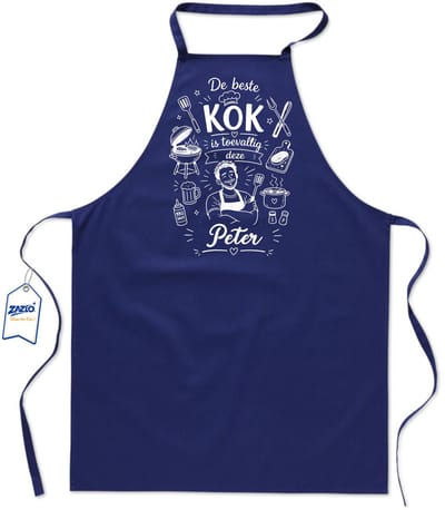 Basics - Unisex Schort - schort voor mijn peter - keukenschort - BBQ schort - 65 x 90 cm - 100% katoen - De beste kok is toevallig deze peter - blauw