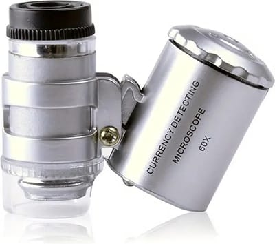 Opvouwbare Pocket Microscoop Met 60x Vergroting I Met Fluorescerend Licht I Vergrootglas I Met LED I Insectenloep I 8 MM Lens