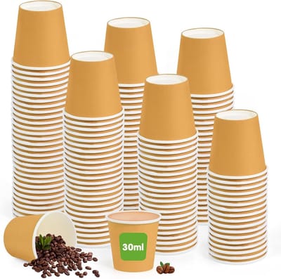 Thijox - 200 stuks Kartonnen Espresso Bekers 30 ml - Wegwerp Koffiebekers van Kraftpapier voor Koffie, Thee en Frisdranken - Ideaal voor Feesten, Camp