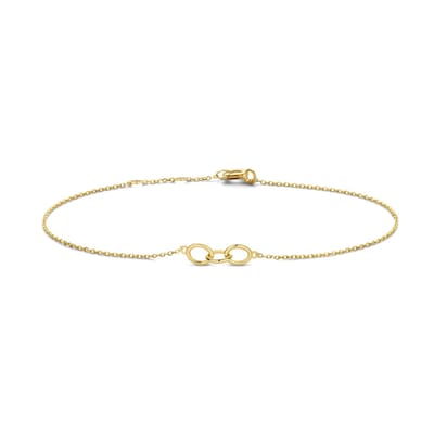 New Bling 9NBG-0345 Gouden Armband - Dames - Schakels - 4 x 13 mm - Ankerschakel - 0,85 mm Dikte - 16 + 1 + 1 cm - 14 Karaat - Goud