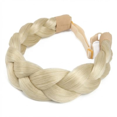 Beach blonde gevlochten haarband dames – elastische haarband met vlecht van synthetisch haar – natuurlijke zomerse look haar accessoire
