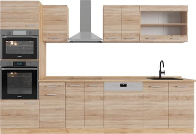 Vicco R-Line Complete keukeneenheid – 300 cm met hoge kast, WB Eik Sonoma/Goudkraft eik