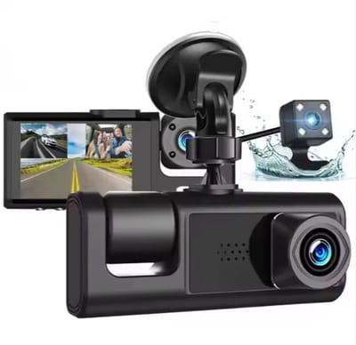 Blackbox Dashcam HD, 3 camera's (voor,binnen en achter) + nachtzicht