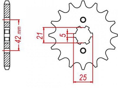 esjot versnellingsbak tandwiel voor quad yamaha 350 yfz banshee 1989 tot 2006 14 tanden steek 520 type 569 nieuw