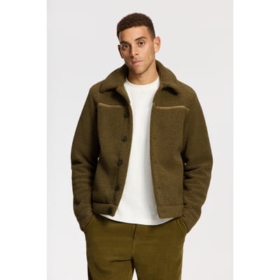 Shiwi Syd Teddy Jacket Green Olive Maat: S | Lichte Jassen Outlet | Heren | Groen