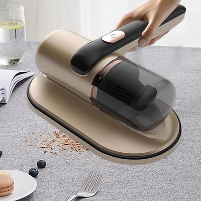 Matras Stofzuiger - Handstofzuiger Draadloos - Hygiënisch Slapen - Krachtig 10 kPa Zuigen - Compact Ontwerp - Goud