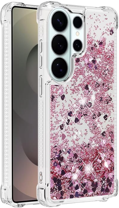 Coverup Hoesje - Geschikt voor Samsung Galaxy S26 Ultra Hoesje - Coverup Liquid Glitter Back Cover - Rose Gold