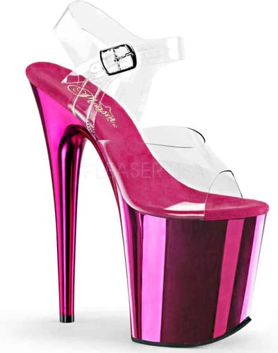 Pleaser - FLAMINGO-808 Sandaal met enkelband, Paaldans schoenen - Paaldans schoenen - 35 Shoes - Roze/Transparant