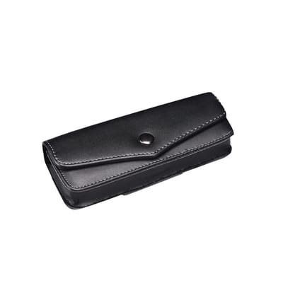 Leren brillenkoker - Brillenkoker in riemstijl - 15,7 × 3 × 6,3 cm - Draagbaar - Geschikt voor leesbrillen, bijziendheidsbrillen en zonnebrillen - Zwart