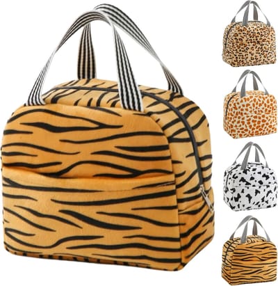 Lunchtas voor dames en heren, herbruikbare lekvrije koeltas, lichtgewicht thermische lunchbox voor kantoor, sportschool, strand en reizen (tijgerprint)