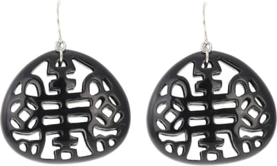 Behave Oorbellen hangers zwart open gewerkt design 5 cm