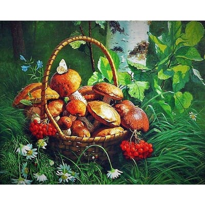 Diy Diamond Schilderen Cross Stitch Diamond Borduren Mand Paddestoelen Kits Diamond Mozaïek Home Decor 20X30CM beige