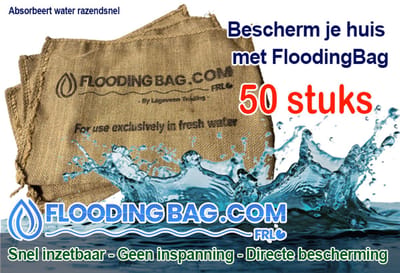 Zandloze Zandzak - 50 stuks -Absorberende Waterzak tegen Overstroming, Lekkage & Waterschade - Anti-Overstroming Flooding Bag -€ 199,00 - Noodpakket - Sac anti-inondation sans sable – Absorbant l’eau pour fuites, inondations et urgences domestiques