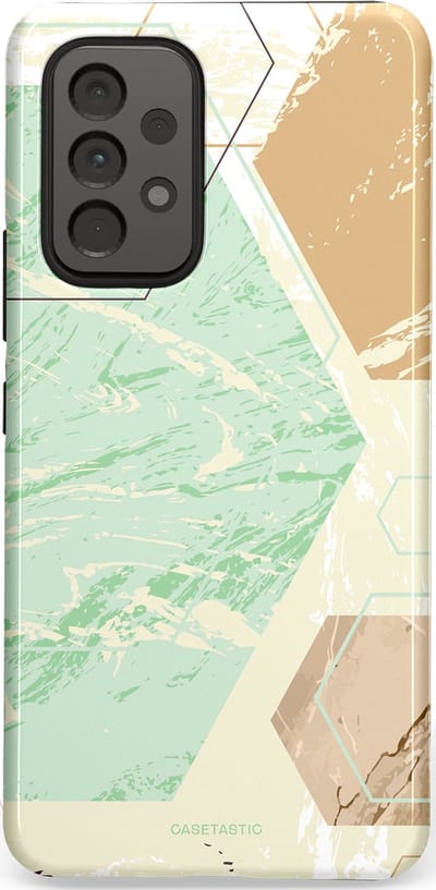 Casetastic hoesje geschikt voor Samsung Galaxy A53 (2022) 5G - Dubbellaagse bescherming - Vlaklicht - Fashion Case - Crème Mintgroen Wit Lichtgrijs