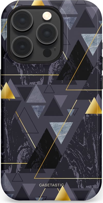 Casetastic hoesje geschikt voor Apple iPhone 15 Pro - MagSafe - Dubbellaagse bescherming - Zwart Goudpatroon - Fashion Case - Donkergrijs Grijs