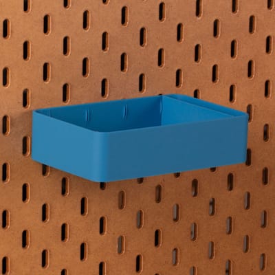Standaard bakje voor Ikea Skadis pegboard 16x10x4 cm - Blauw - Met tussenschotjes - Opberger