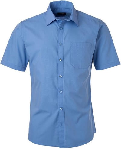 Daiber Herenshort Poplin Shirt met korte mouwen (Aqua Blauw)