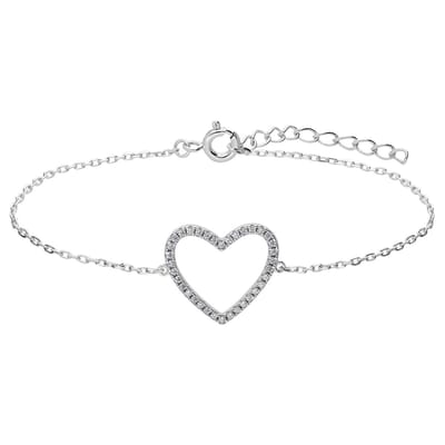 Lucardi - Dames Zilveren armband met zirkonia - Armband - 925 Zilver - Zilverkleurig - 19 cm