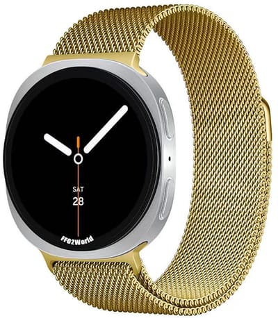 Stravo Milanese magnetisch bandje – Geschikt voor Samsung Galaxy Watch 9 (40/44mm) / Watch 8 (40/44mm) / 8 Classic (46mm) – Luxe Milanees Horlogebandje – Goud