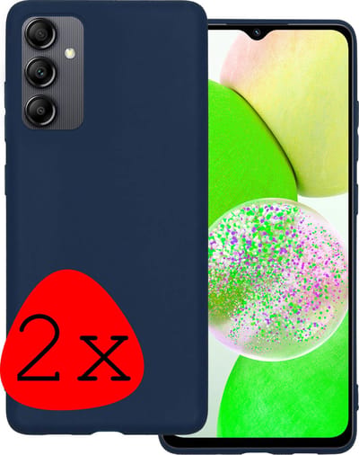 Hoesje 2 Stuks - Geschikt voor Samsung Galaxy A14 - Sterk & Shockproof - Case Siliconen - Back Cover - Telefoon Hoes - Donkerblauw