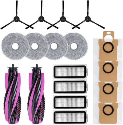 Geschikt voor Haier V30 V3S / RHSW-V30U1 Robotstofzuiger Accessoires Vervangingsset - 2 Hoofdborstels, 4 Zijborstels, 4 HEPA Filters, 4 Dweilpads, 4 Stofzakken