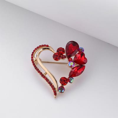 Rode Strass Liefdeshart Broches Voor Vrouwen Mannen Klassiek Valentijnsdag Feest Casual Broche Speld Kleding Clips Cadeaus gray