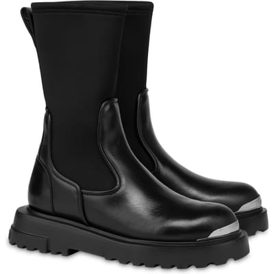 Moschino Square Love Calfskin And Lycra Ankle Boots Black Maat: 36 | Laarzen Outlet | Dames | Zwart
