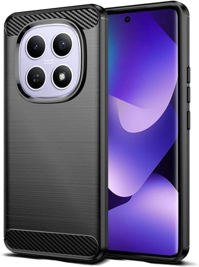 Geborsteld TPU Hoesje Geschikt voor Xiaomi Redmi Note 15 4G - Beschermhoes - Back Cover - Case Flexibel TPU - Stijlvol Carbon - Dun - Zwart