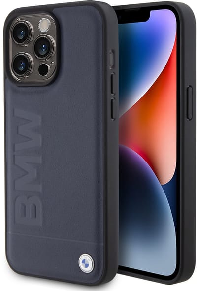 BMW Back Cover - iPhone 15 Pro - Navy - Schokabsorberend met verhoogde randen