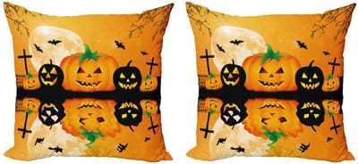 ABAKUHAUS Halloween decoratieve kussens – 2-pack 40x40 cm – zwart – dubbelzijdig
