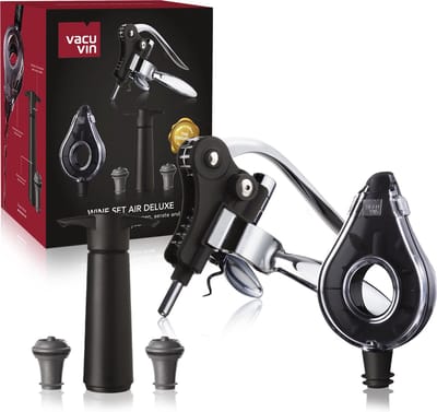 Vacu Vin Wine Set Air Deluxe 5-delig – Complete Wijncadeauset – Kurkentrekker, Beluchter, Wine Saver en 2 Wijnstoppers