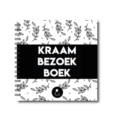 Kraambezoek Boek | Invulboek Kraamvisite | Kraamtijd Boek | Kraamvisiteboek | Vierkant | Botanical Zwart