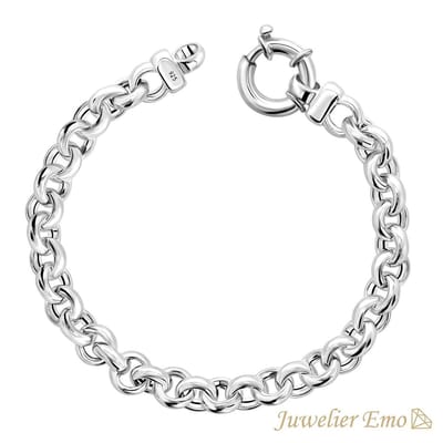 Armband Zilver – Jasseron schakelarmband gerhodineerd Zilver – Dikte 7 MM - 19 CM