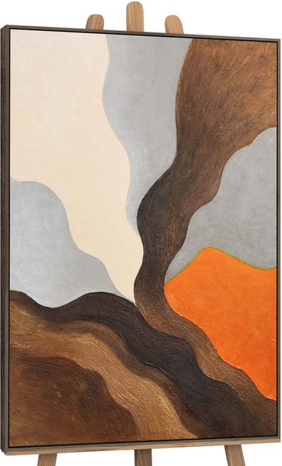 Canvas schilderij 120x80 cm handgeschilderd avondheuvels – YS-Art Gallery – Lijst: Grijs – Luxe wanddecoratie