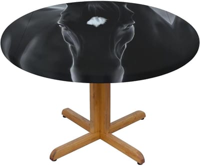 Tafelhoezen - Tafelkleden Beschermers - Tafel Beschermen - Elastische Rand - 138 cm Diameter - Zwart Paard