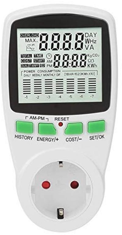 Slimme Vermogensmeter voor Energieverbruik - 0-9999KWh, AC Stroommeter tot 16A