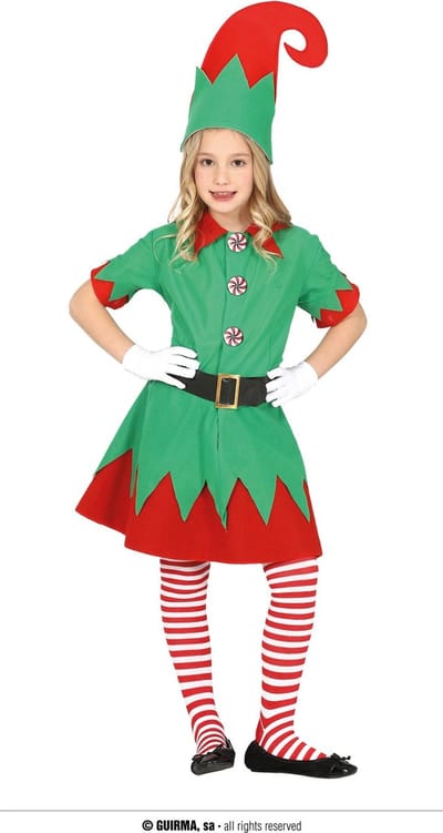 Kerst & Oud & Nieuw Kostuum | Santa Elf Inpakhulp | Meisje | 3 - 4 jaar | Kerst | Verkleedkleding