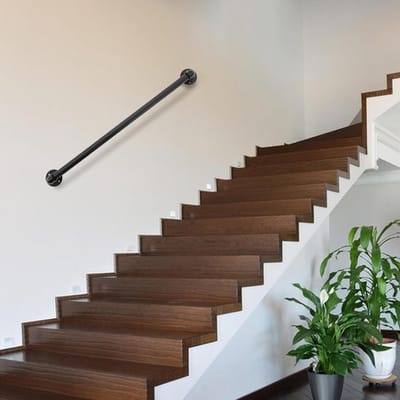 Wandmontage Trapleuning - Handgreep Balkon Leuning - Veiligheid Verhoging - Roestvrij Staal Constructie - 0.9 Meter - Zwart