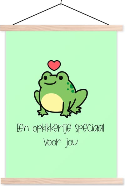 Posterhanger incl. Poster 87x120 cm - Schoolplaat - Sterkte - Spreuken - Hartje - Opkikker - Textielposter - Blanke latten