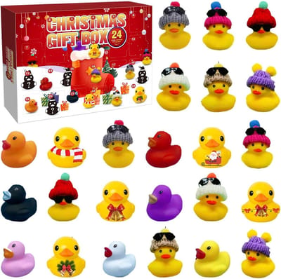 Badeendjes Adventskalender - Kerst Verrassing - Aftellen naar Kerst - 24 Unieke Eendjes - 31x23x5cm