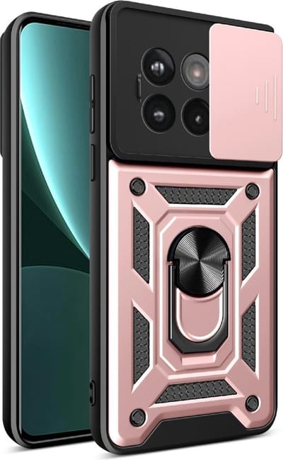 Coverup Hoesje - Geschikt voor OnePlus 13R Hoesje - Coverup Armor Ring Kickstand Back Cover met Camera Shield - Rose Gold