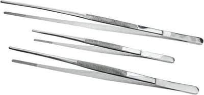 Pincetten Set - Grijptangen Precisie - Kleine Onderdelen Pakken - Gekartelde Tips - 30 25 20 cm - Zilver