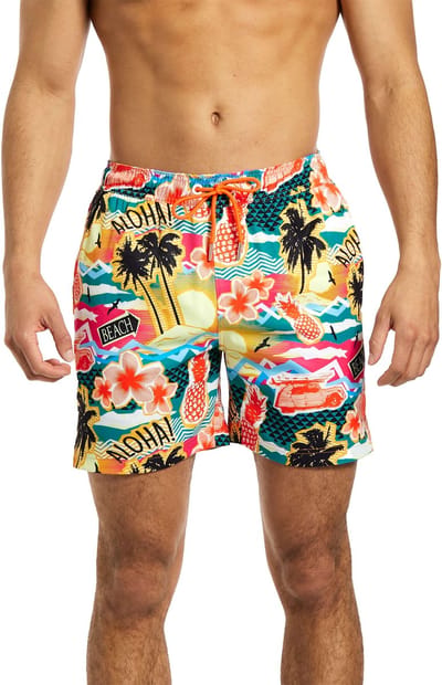 OppoSuits Aloha Hero - Heren Zwembroek - Zomer Shorts Met Ritsen en Zakken - Meerkleurig - Maat XXL