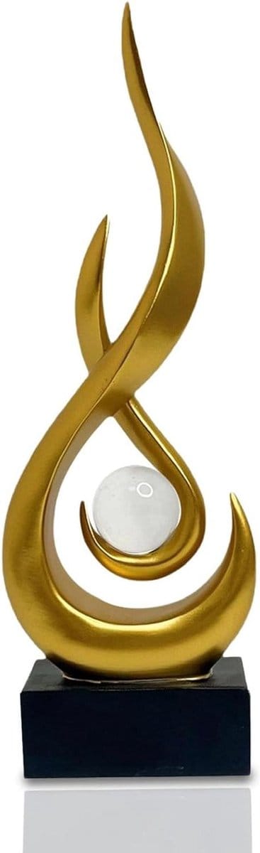 HAMON Flame Sculptures Decor, Modern Flame Statue Decorations for Living Room, Modern Abstract Art Table Decoration, Abstract Art Sculpture for Dining Room Office Coffee Table Decoration (Gold)