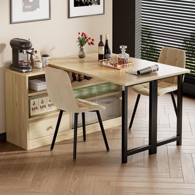 Eettafel Inklapbaar - Uitschuifbare Tafel - Ruimte Besparen - Veelzijdige Functies - 70 x 120 cm - Hout Zwart