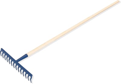 KADAX hark, brede hark met versterkte kop, metalen bladhark, bladhark met lange steel van hout, tuingereedschap voor wieden, bemesten, tuinhark voor gazon, bloemperken (14 tanden)