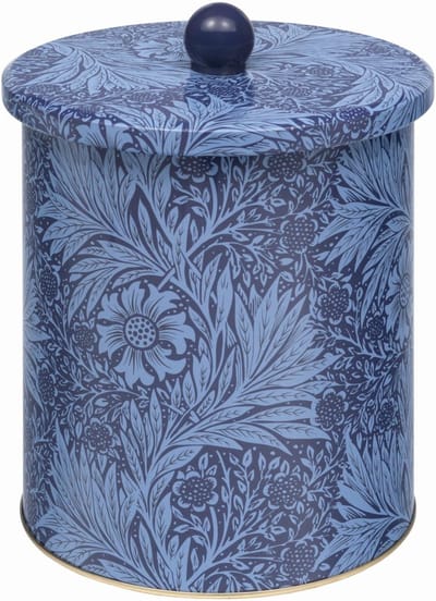 Blik Bloemen en bladeren, blauw Ø18x17,5cm