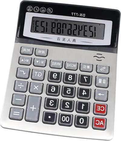 Bureau Rekenmachine - Grote Knoppen Calculator - Zakelijk Gebruik - Spraakuitvoer Functie - 12 Cijfers - Zwart